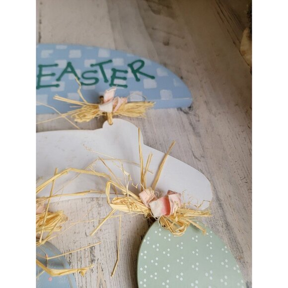 Easter wooden rabbit egg primitive hanging bunny leap sign spring pastel - Picture 5 of 8